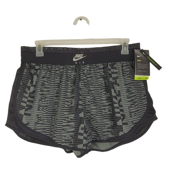 New Nike Dri-fit womens black and grey logo print lined running shorts Size XL - Picture 1 of 9